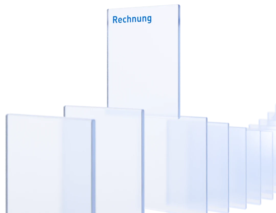 Gläserne Darstellung einer Rechnung